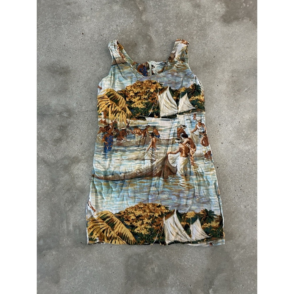 Vintage Jams World Hawaiian Hukilau Dress Rayon Rare Sz‎ XL